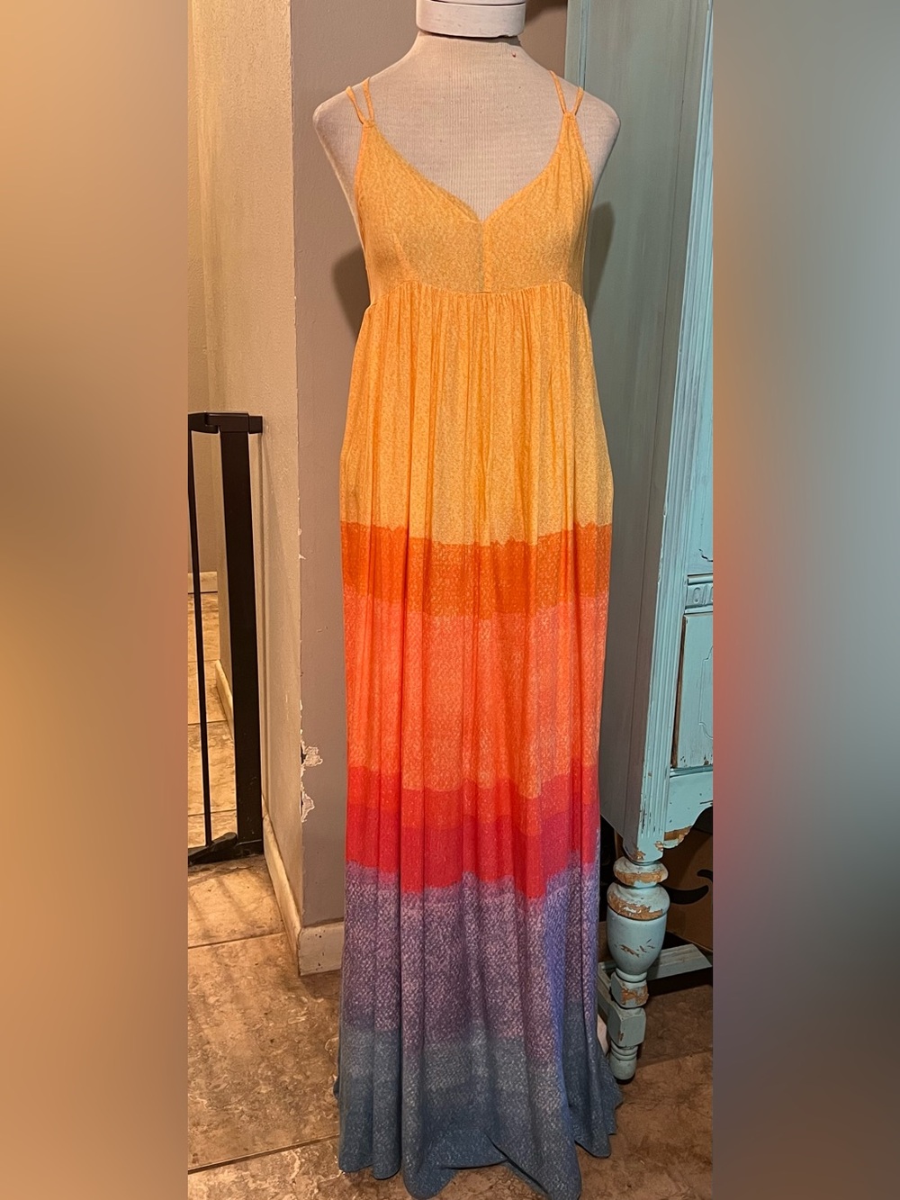 Anthropology Featuring Artwork Carla Weeks Dress X-Small XS Maxi Boho Sundress